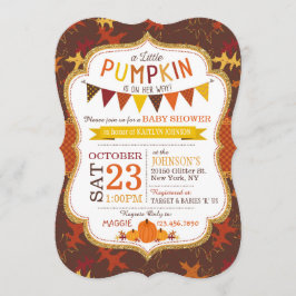 Herfst Oak Leaves en Pumpkins Baby shower Invite Kaart