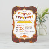 Herfst Oak Leaves en Pumpkins Baby shower Invite Kaart (Staand voorkant)