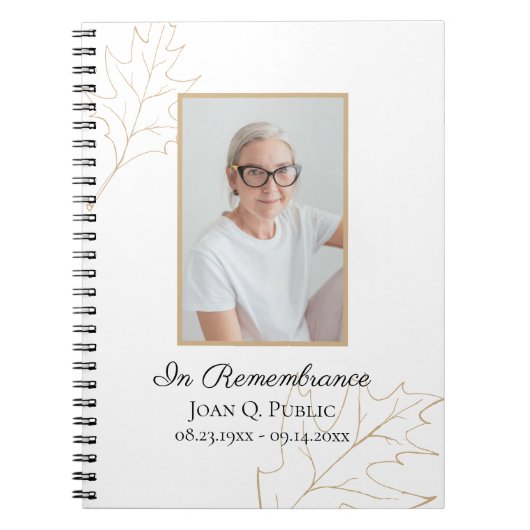Herfst Oak Leaves Funeral Memorial Gastboek Notitieboek (Voorkant)