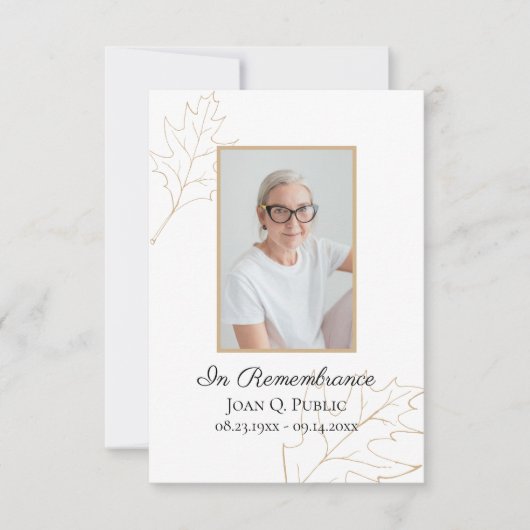 Herfst Oak Leaves Funeral Wake Memorial Sympathie Bedankkaart (Voorkant)