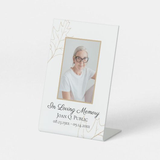 Herfst Oak Leaves viert begrafenis Reclamebord Met Voetstuk (Voorkant)