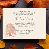 Herfst Oak Tree Funeral Announcement Kaart