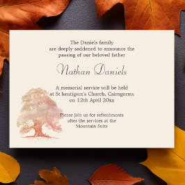 Herfst Oak Tree Funeral Announcement Kaart