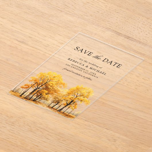 Herfst Oak Trees Wedding Save the Date Acryl Uitnodigingen (Laagn)