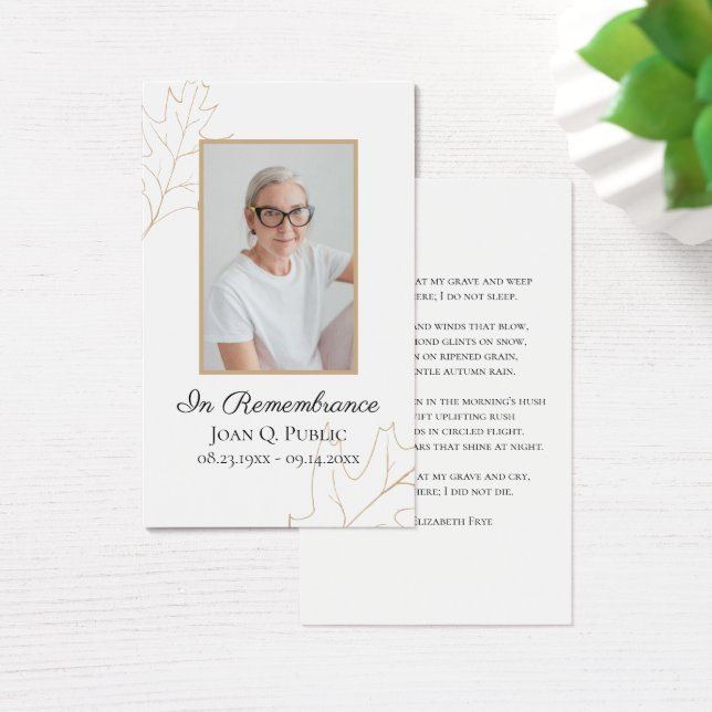 Herfst Oak verlaat begrafenisdienst Visitekaartje (Bureau)