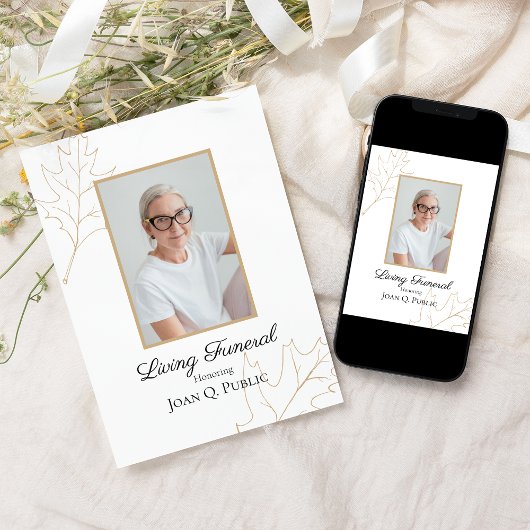 Herfst Oak verlaat levend begrafenisfeest Kaart