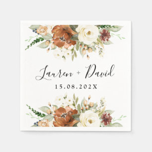 Herfst Ochre floral Wedding Napkins Servet