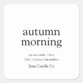 Herfst Ochtend Kaarslabel | Minimalistische Herfst Vierkante Sticker (Voorkant)