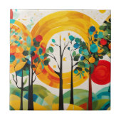 Herfst Ochtend Palet, Waterverf Abstract Bos Tegeltje (Voorkant)