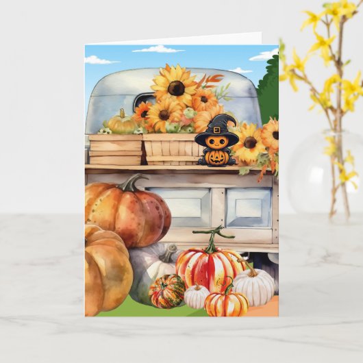 Herfst- of Halloween-wenskaart Kaart (Gele Bloem)