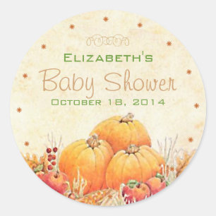 Herfst of Herfst Baby shower Gast Favor Ronde Sticker