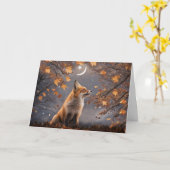 Herfst of Herfst Equinox Schattigee rode vos in ge Kaart (Gele Bloem)