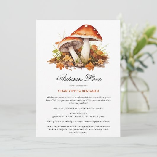 Herfst- of najaarsthema voor een bruids- of babysh kaart (Staand voorkant)