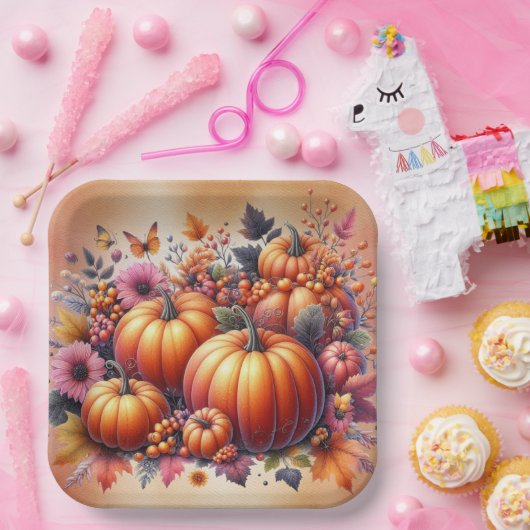 Herfst of Thanksgiving thema Beschikbaar Papieren Bordje (Feest)