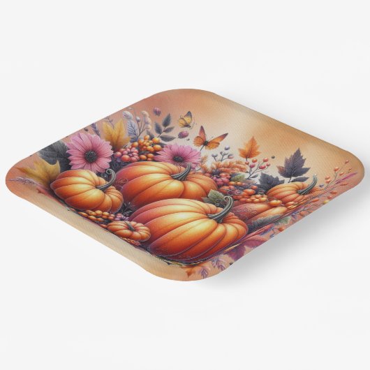 Herfst of Thanksgiving thema Beschikbaar Papieren Bordje (Gebogen)