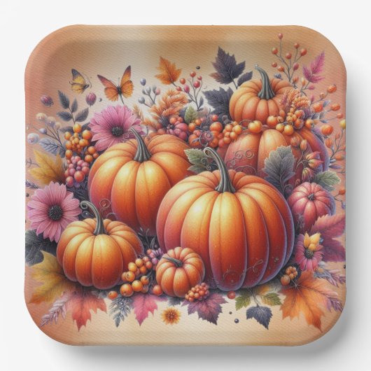 Herfst of Thanksgiving thema Beschikbaar Papieren Bordje (Voorkant)