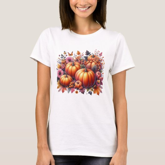 Herfst of Thanksgiving thema dames T-shirt (Voorkant)