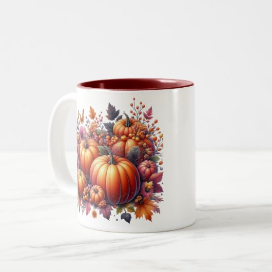 Herfst of Thanksgiving thema Tweekleurige Koffiemok (Voorkant links)