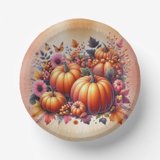 Herfst of Thanksgiving Wegwerp Dessert Bowls Papieren Kommen (Voorkant)