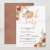 Herfst Oh Baby Pompoen Boho Wildflowers Baby showe Kaart (Voorkant / Achterkant)