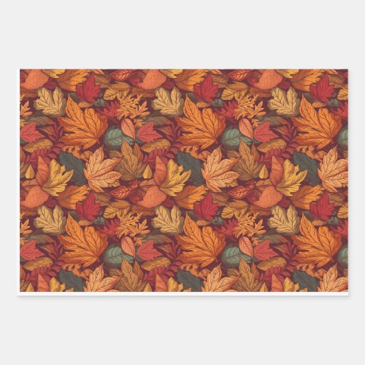 Herfst oktober bladeren en bloemen inpakpapier vel (Voorkant 3)