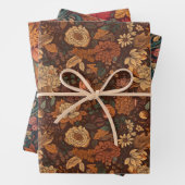 Herfst oktober bladeren en bloemen inpakpapier vel (In situ)