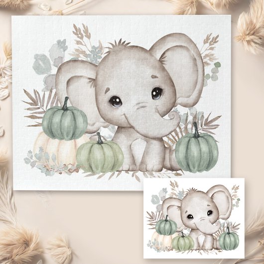 Herfst olifant en pompoenen puzzel