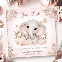 Herfst Olifant Pompoen Meisje Baby shower Gastboek Notitieboek