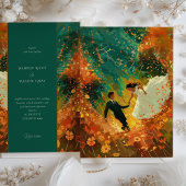 Herfst omhelzen bruiloft kaart