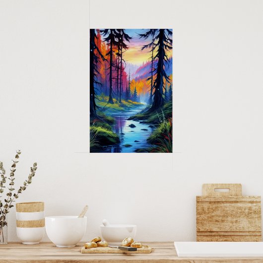 Herfst omhelzen, levendige kleuren poster (Keuken)