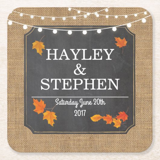 Herfst Onderzetters Rustiek Krijt Lights Wedding P (Voorkant)