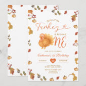 Herfst Ons kleine Turkije wordt een 1e verjaardag Kaart (Voorkant / Achterkant)