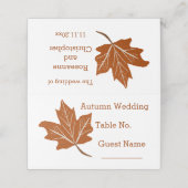 Herfst ontwerp bruiloft plaatskaartje (Buitenkant ongevouwen)