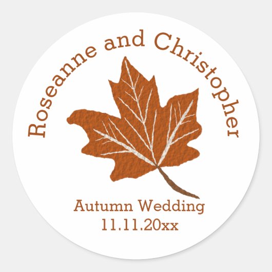 Herfst ontwerp bruiloft ronde sticker (Voorkant)