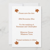 Herfst ontwerp bruiloft save the date (Achterkant)