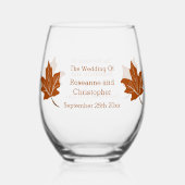 Herfst ontwerp bruiloft wijnglas zonder voet (Voorkant)