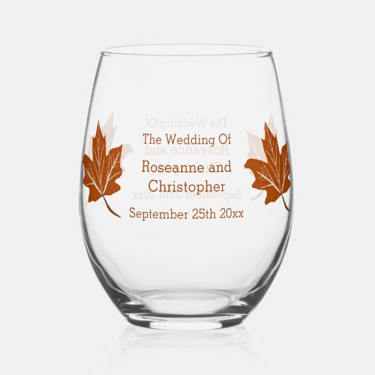 Herfst ontwerp bruiloft wijnglas zonder voet (Voorkant)