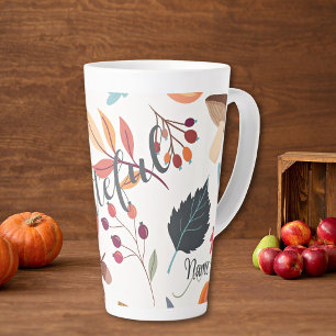 Herfst ontwerp "dankbaar" & Naam 17oz Latte mok