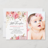 Herfst Onze kleine pompoen 1e verjaardagsfeestje Kaart (Voorkant)