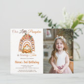 Herfst Onze kleine pompoen 2e verjaardagsfeestfoto Kaart (Staand voorkant)