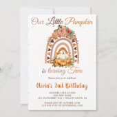 Herfst onze kleine pompoen 2e verjaardagsfeestje kaart (Voorkant)