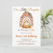 Herfst onze kleine pompoen 2e verjaardagsfeestje kaart (Staand voorkant)