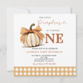 Herfst onze kleine pompoen draaien een verjaardag kaart (Voorkant)