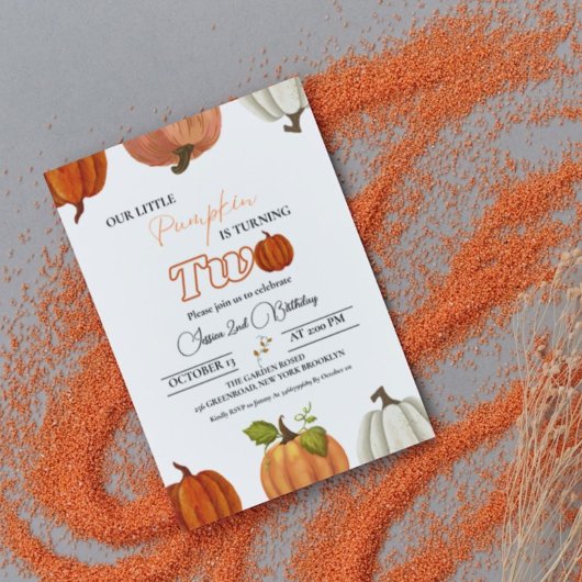 Herfst onze kleine pompoen draaien twee 2e verjaar kaart