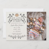 Herfst Onze kleine pompoengeboorte Baby Aankondigi (Voorkant)