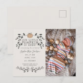 Herfst Onze kleine pompoengeboorte Baby Aankondigi Briefkaart (Voorkant / Achterkant)