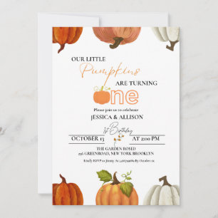 Herfst onze kleine Twin pompoen draaien een verjaa Kaart