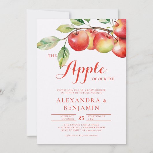 Herfst Oogst Appel Tak Coed Koppel Baby Shower Kaart (Voorkant)