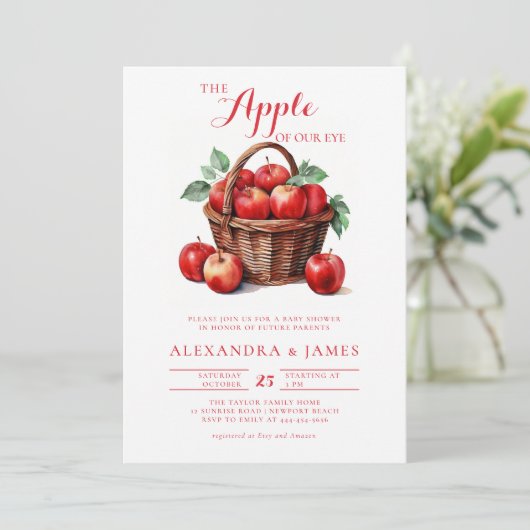 Herfst Oogst Apple Basket Coed Couple Baby shower Kaart (Staand voorkant)