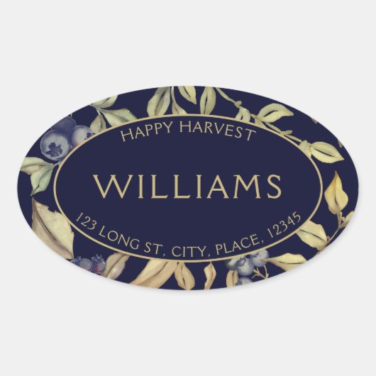 Herfst Oogst Bladeren & Bessen  Ovale Sticker (Voorkant)
